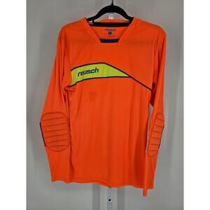 Reusch Goalkeeper Jersey Padded Long Sleeve Mens L Black Orange Soccer Shirt